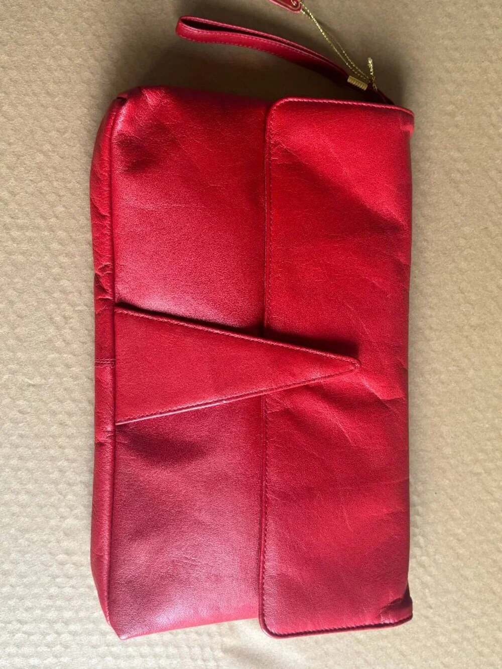 Retro Vintage 1980s Cherry Red Leather Clutch